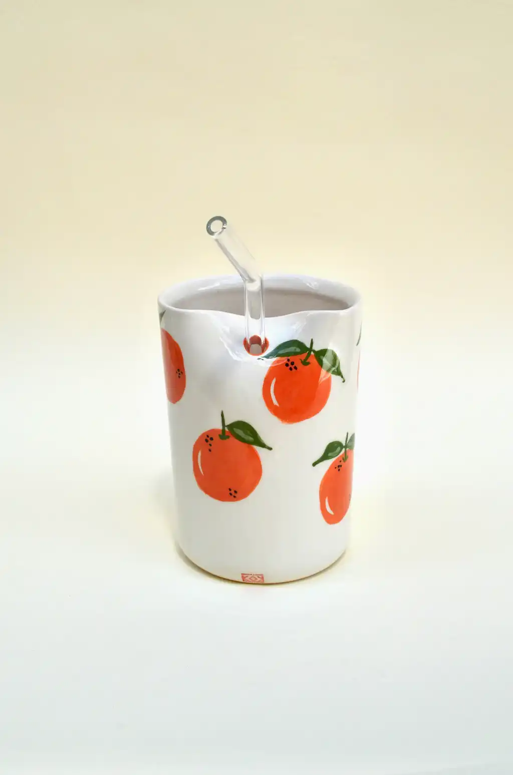 Portakal Desenli Pipetli Bardak