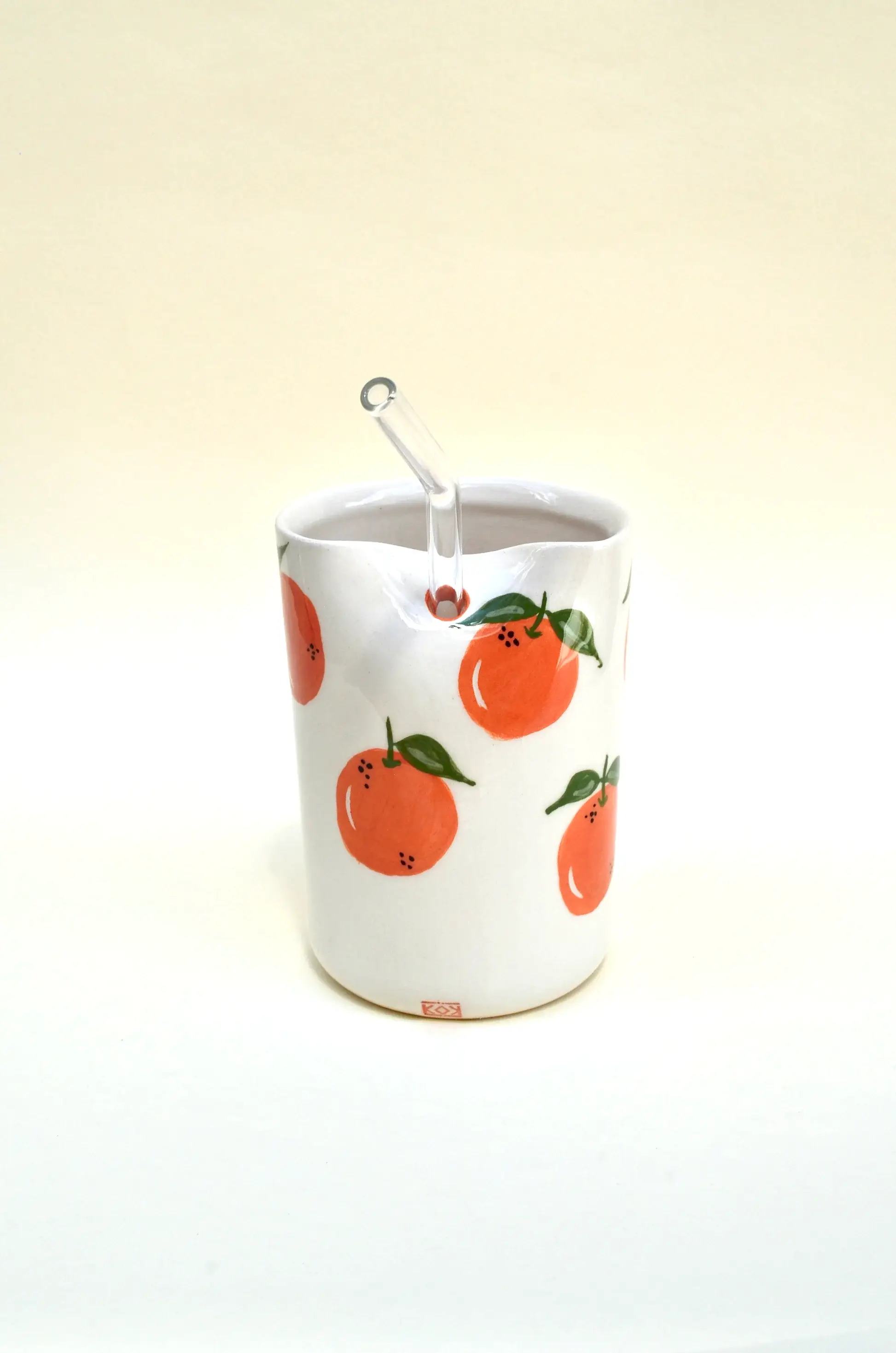 Portakal Desenli Pipetli Bardak