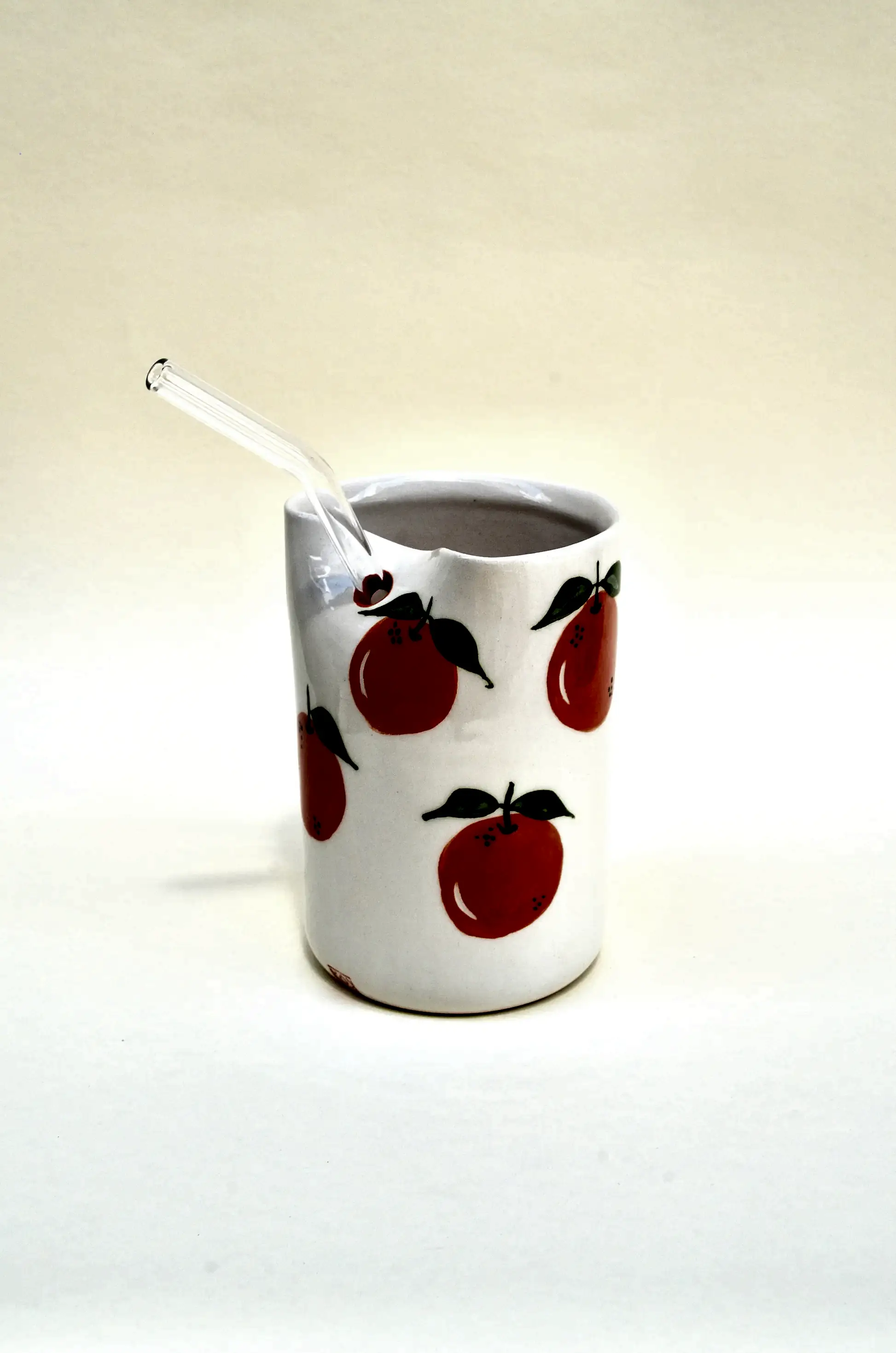 Portakal Desenli Pipetli Bardak