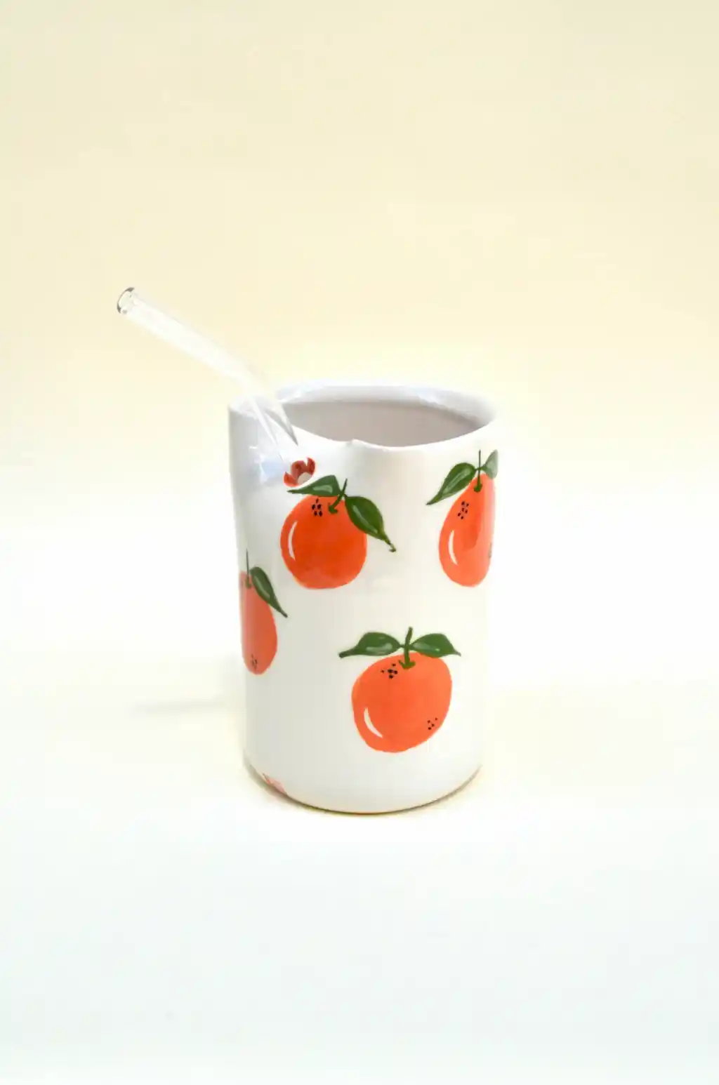 Portakal Desenli Pipetli Bardak