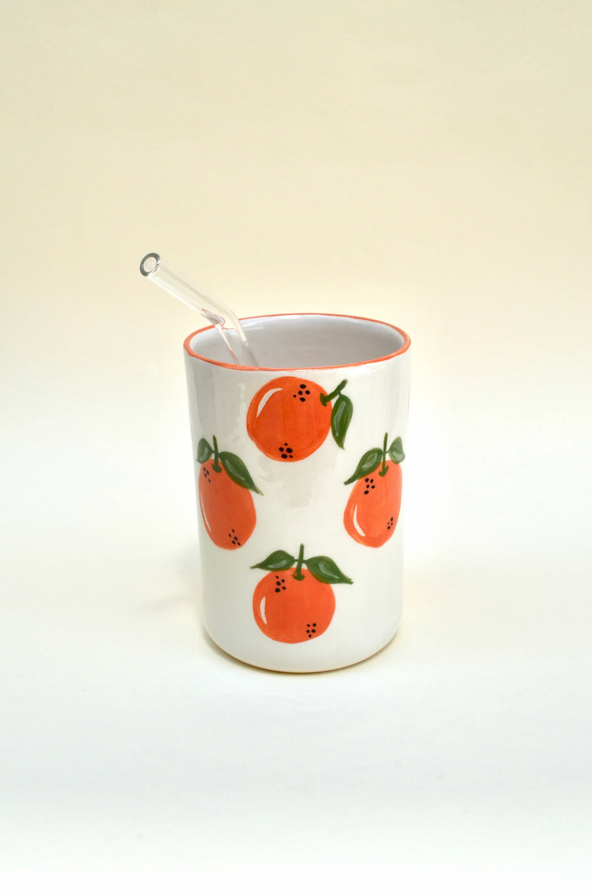 Portakal Desenli Pipetli Bardak