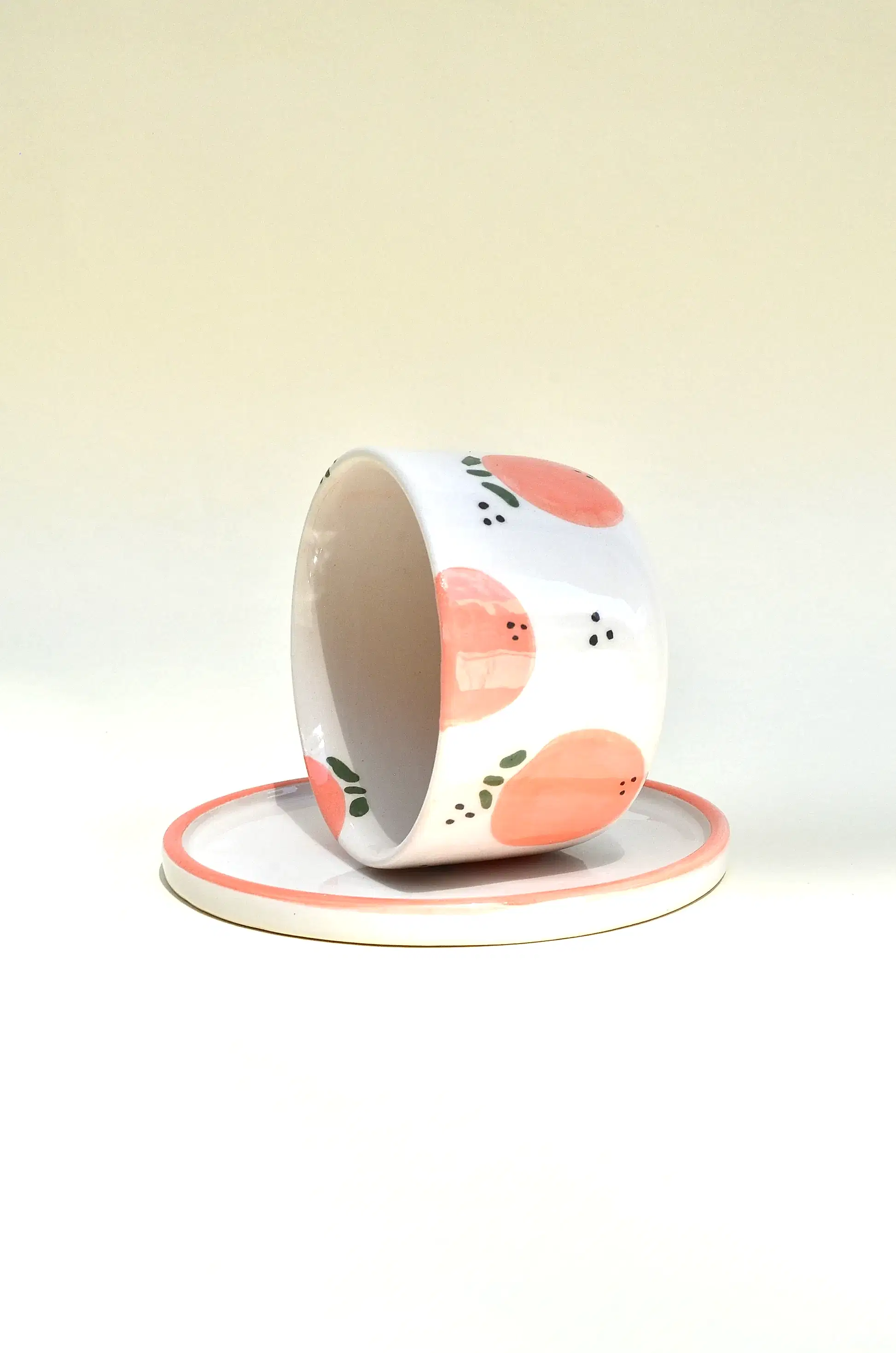 Portakal Desenli Altlıklı Bardak