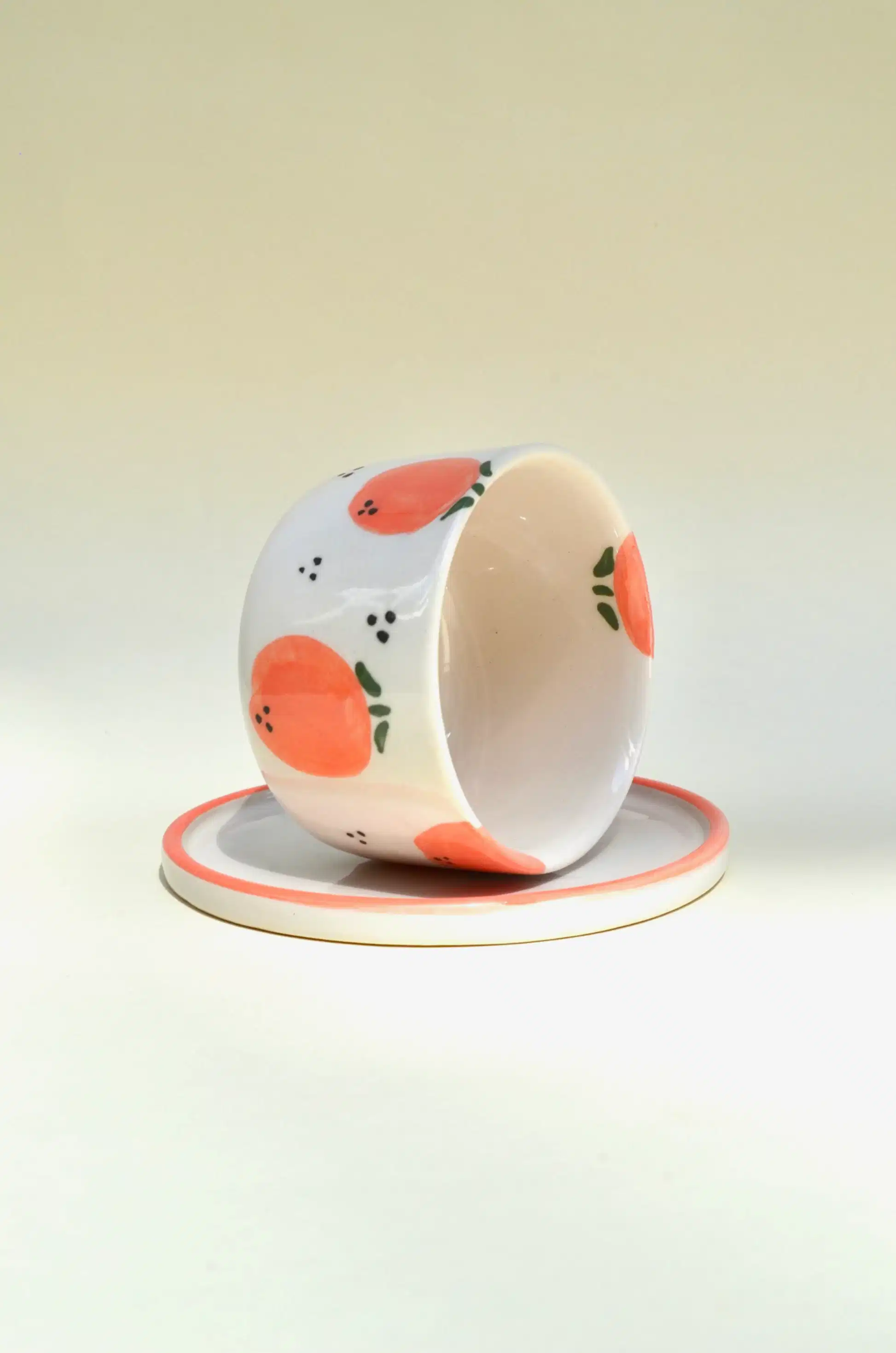 Portakal Desenli Altlıklı Bardak