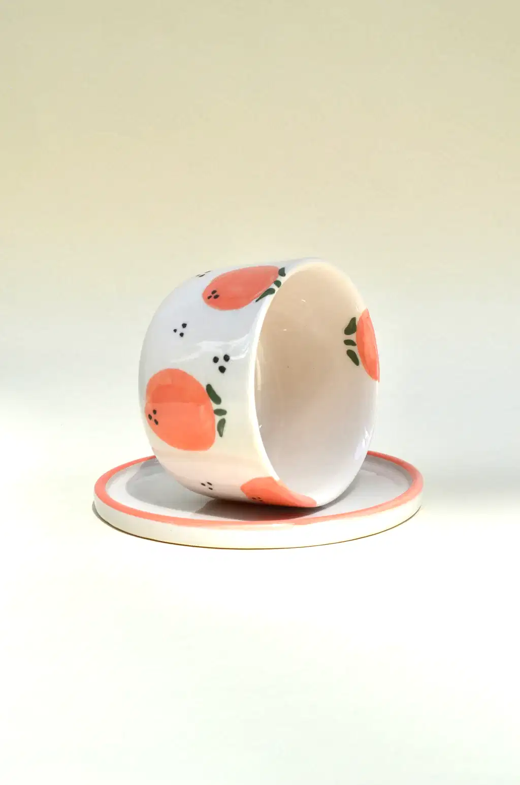 Portakal Desenli Altlıklı Bardak