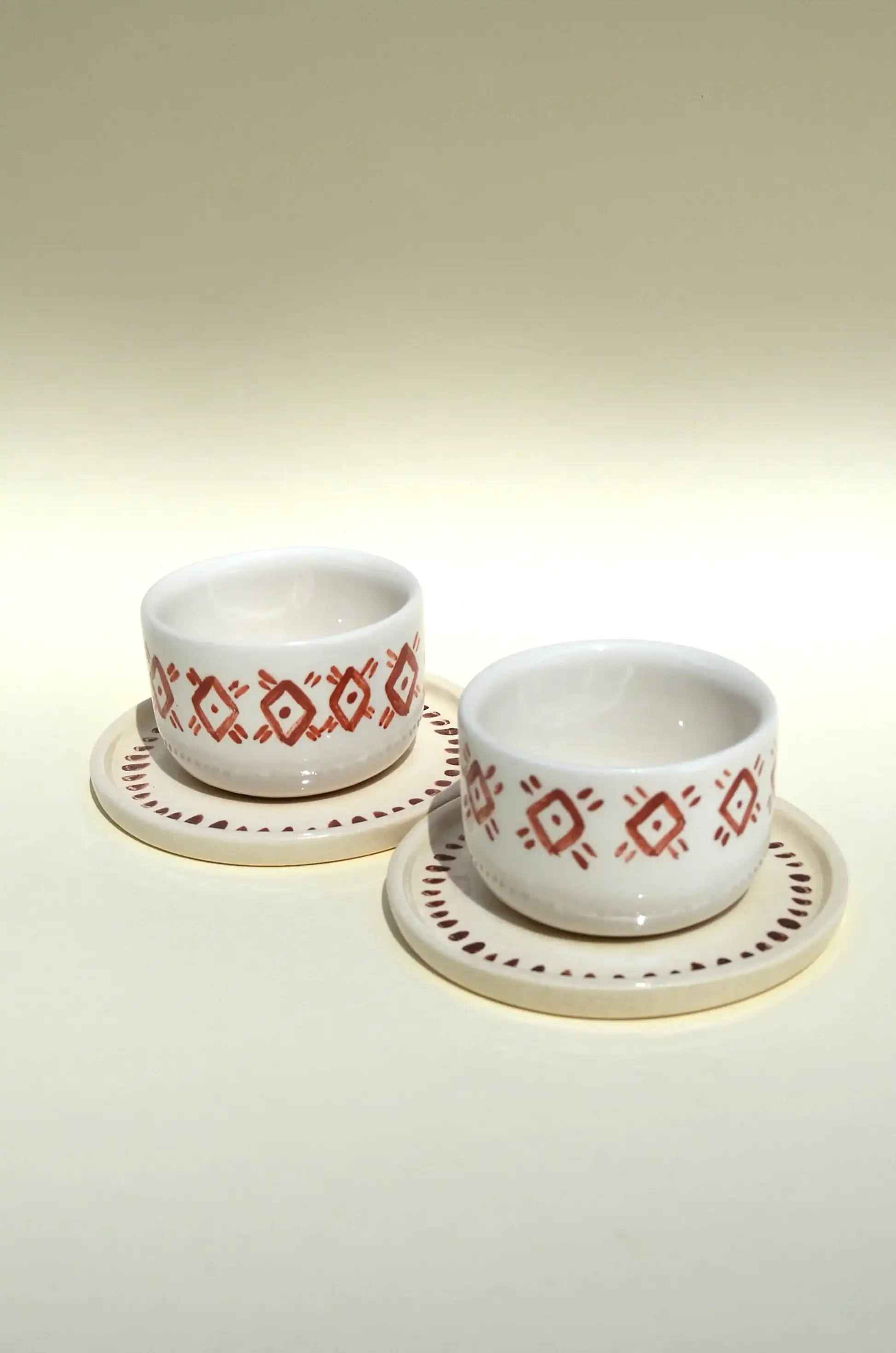 Etnik Desenli 2'li Türk Kahvesi Fincanı