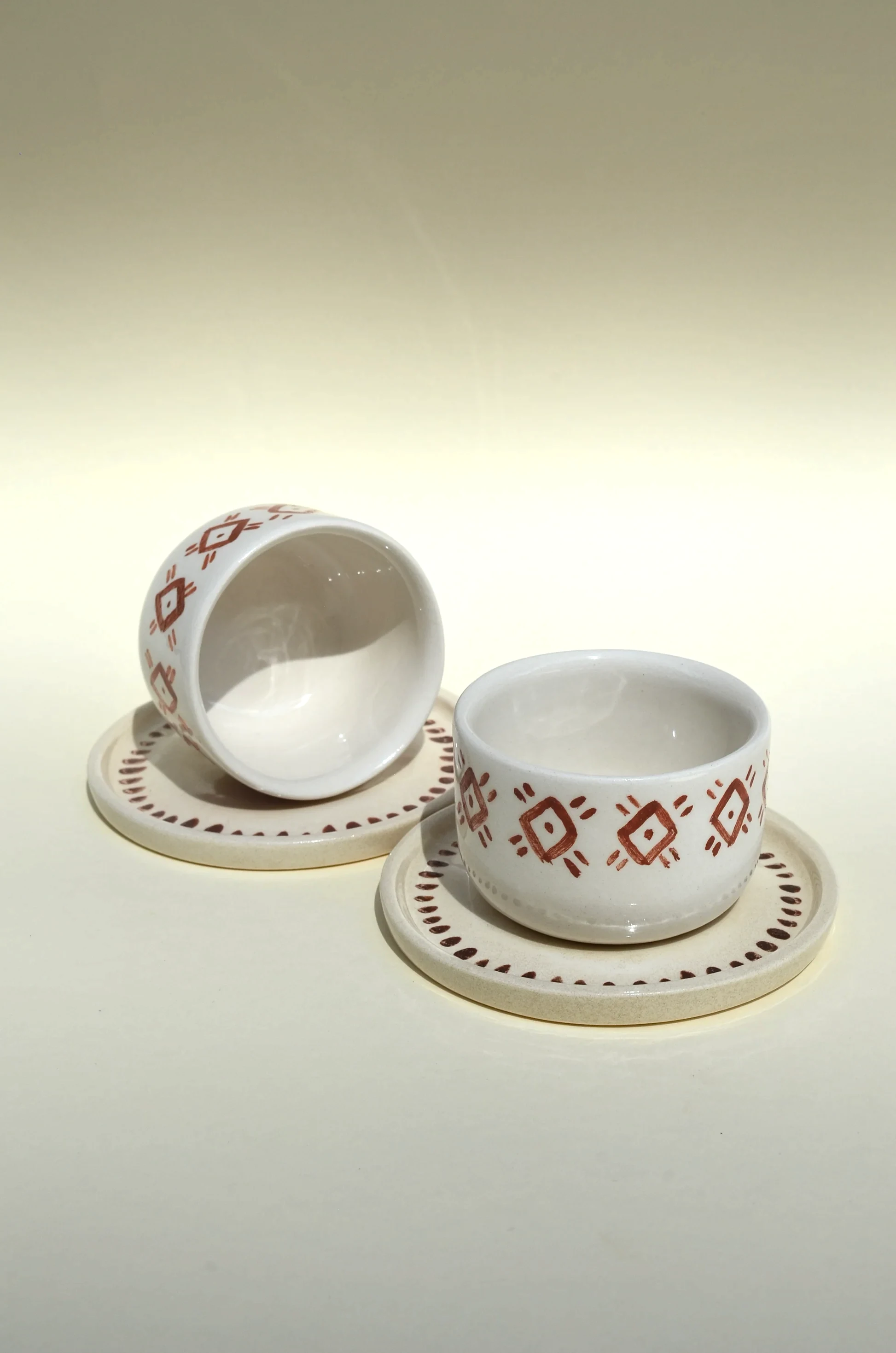 Etnik Desenli 2'li Türk Kahvesi Fincanı