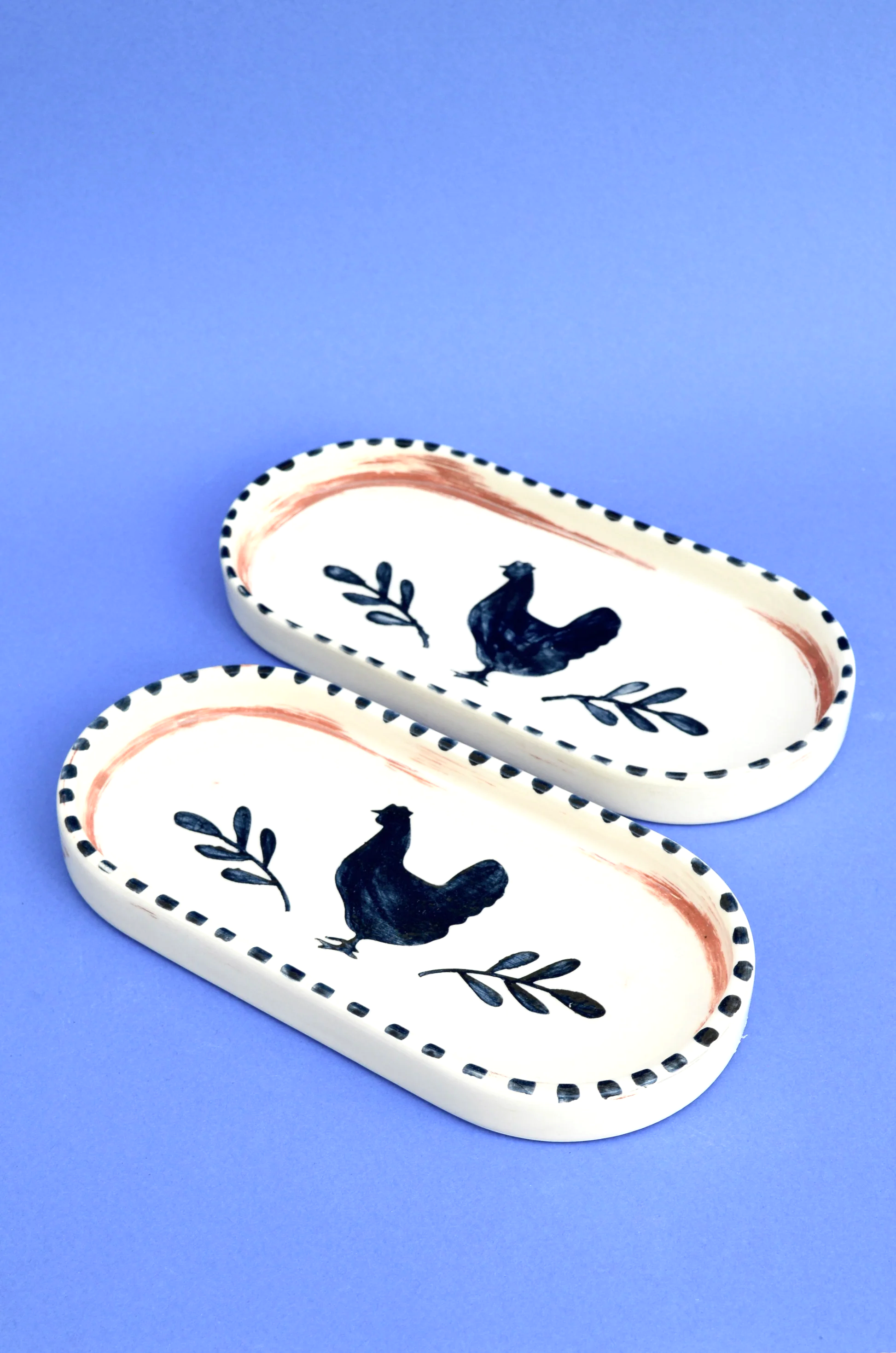 Tavuk Desenli 2'li Kayık Tabak