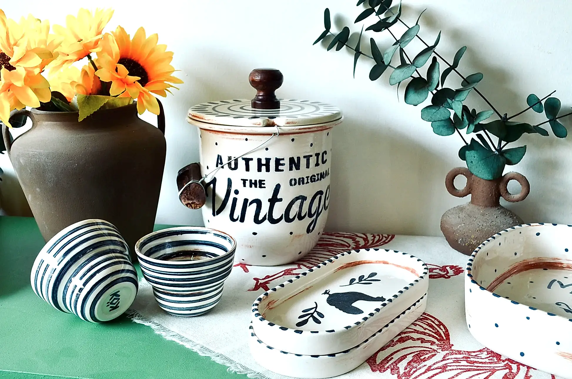 Tavuk Desenli 2'li Kayık Tabak